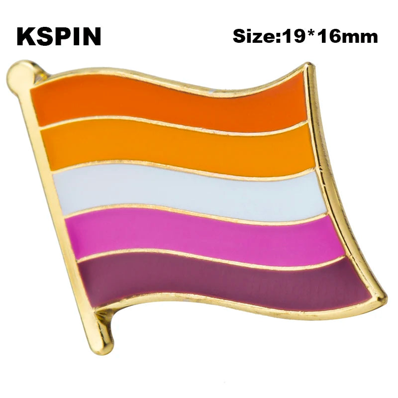 Pride Flag Enamel Lapel Pin – Rainbow & Progress Badge Brooch