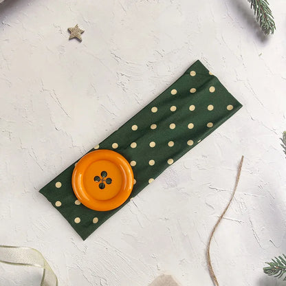 Vintage Polka Dot Button Headband for Women