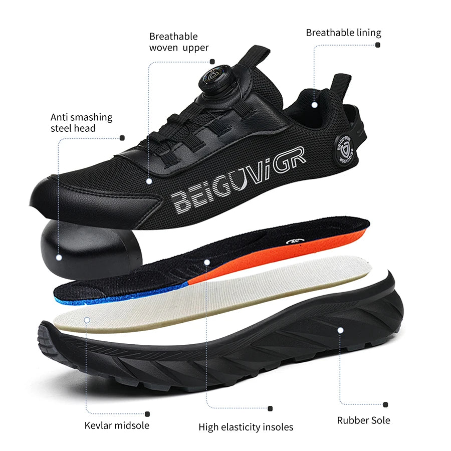Steel Toe Cap Safety Shoes for Men Anti Slip and Puncture Resistant