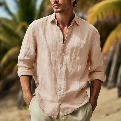 Men's Cotton Linen Casual Shirt – Lightweight Breathable Button-Down | S–3XL, 6 Colors
