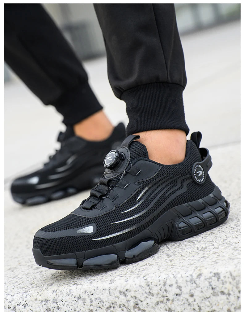 Steel Toe Safety Shoes for Men Lace Free Breathable