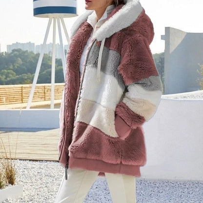 Women's Oversized Hooded Plush Jacket – Warm Zip-Up Streetwear Coat | S–5XL, 9 Colors