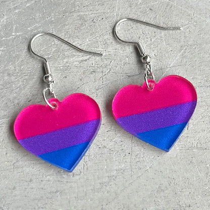 Pride Rainbow and Multi-colored Heart Drop Earrings – Colorful Acrylic Geometric Studs