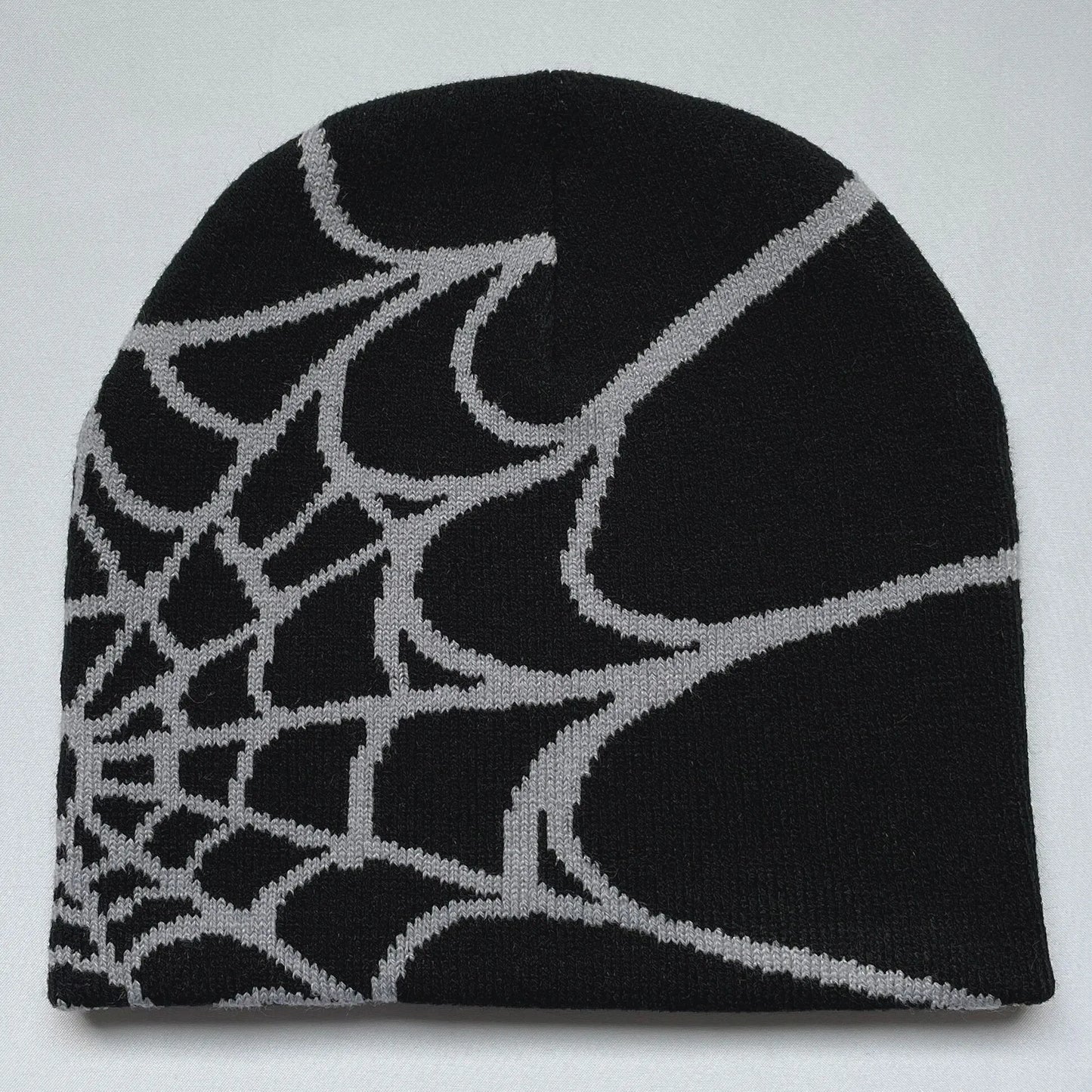 Y2K Spider Web Knit Beanie – Unisex Geometric Streetwear Hat for Outdoor & Everyday Wear