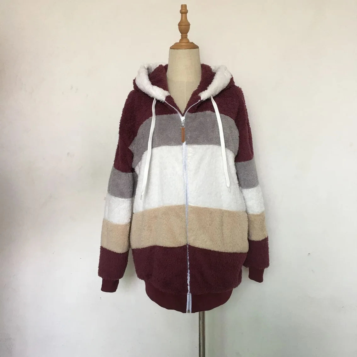Women's Oversized Hooded Plush Jacket – Warm Zip-Up Streetwear Coat | S–5XL, 9 Colors
