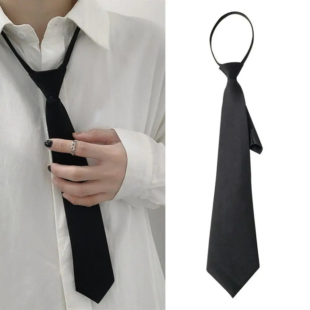 Unisex Retro Slim Neck Tie | Silky Narrow Bow Tie for Women & Men in Korean Elegant Style