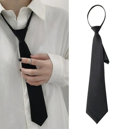 Unisex Retro Slim Neck Tie | Silky Narrow Bow Tie for Women & Men in Korean Elegant Style