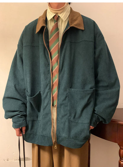 MISNIKI Men's Vintage Bomber Jacket – Zip-Up Windbreaker, Loose Cargo Style | M–5XL