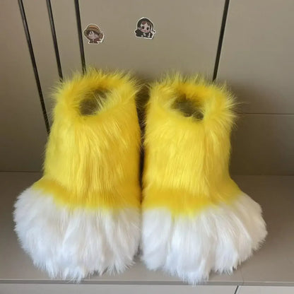 Fluffy Fursuit Paw Shoes Cosplay Animal Boots for Halloween and Conventions