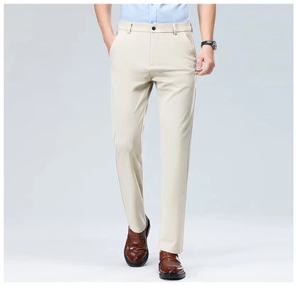 Men's Smart Casual Dress Pants – Elastic Waist Suit Trousers, Straight Fit | Sizes 29–42