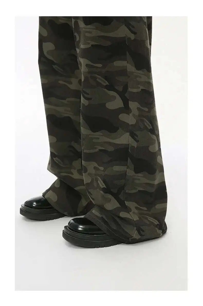 Vintage Wide-Leg Jeans – Men's Camo & Washed Denim