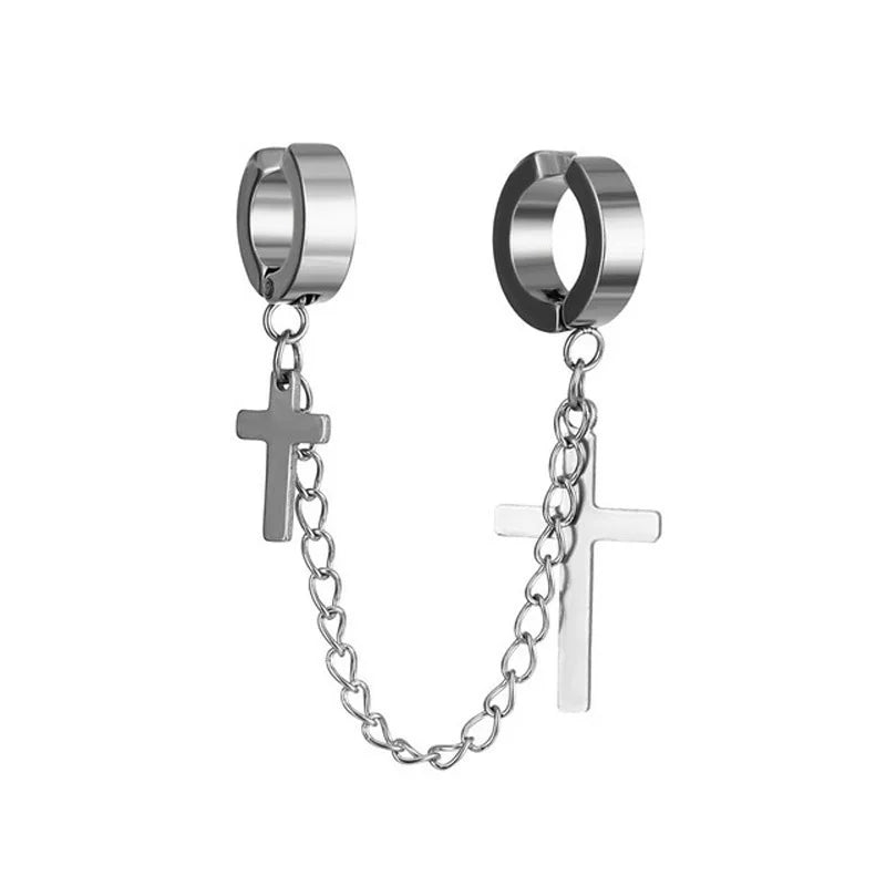 Minimalist Star Clip-On Earrings – No Piercing Needed, Unisex Stainless Steel | Black & Silver