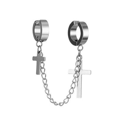 Minimalist Star Clip-On Earrings – No Piercing Needed, Unisex Stainless Steel | Black & Silver
