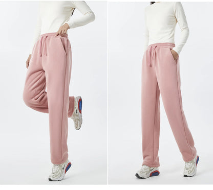 YJKVUR Unisex Winter Oversize Fleece Lined Sweatpants Drawstring Casual Gym