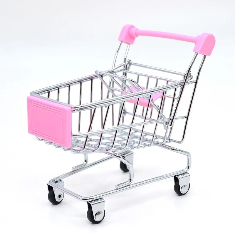 1:48 Mini Supermarket Shopping Cart | Metal Desktop Toy & Home Décor Miniature