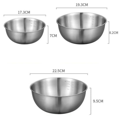 Stainless Steel Mixing Bowl Set with Measurement Scale
