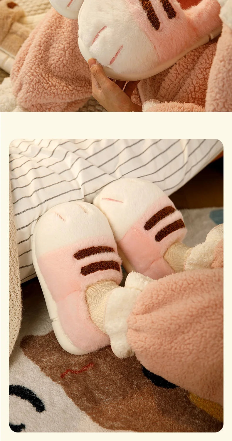 3D Cat Claw Slippers – Cozy Winter Indoor Shoes for Women