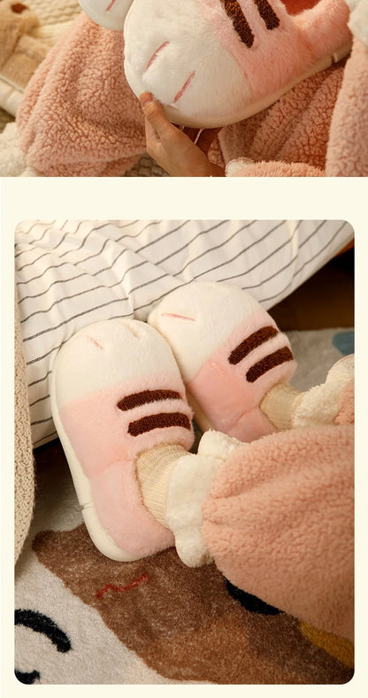 3D Cat Claw Slippers – Cozy Winter Indoor Shoes for Women