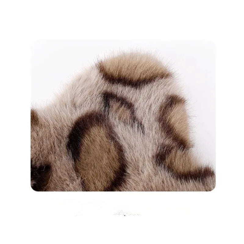 Women's Plush Teddy Bear Beanie – Cute Animal Print Knit Hat | Warm & Cozy
