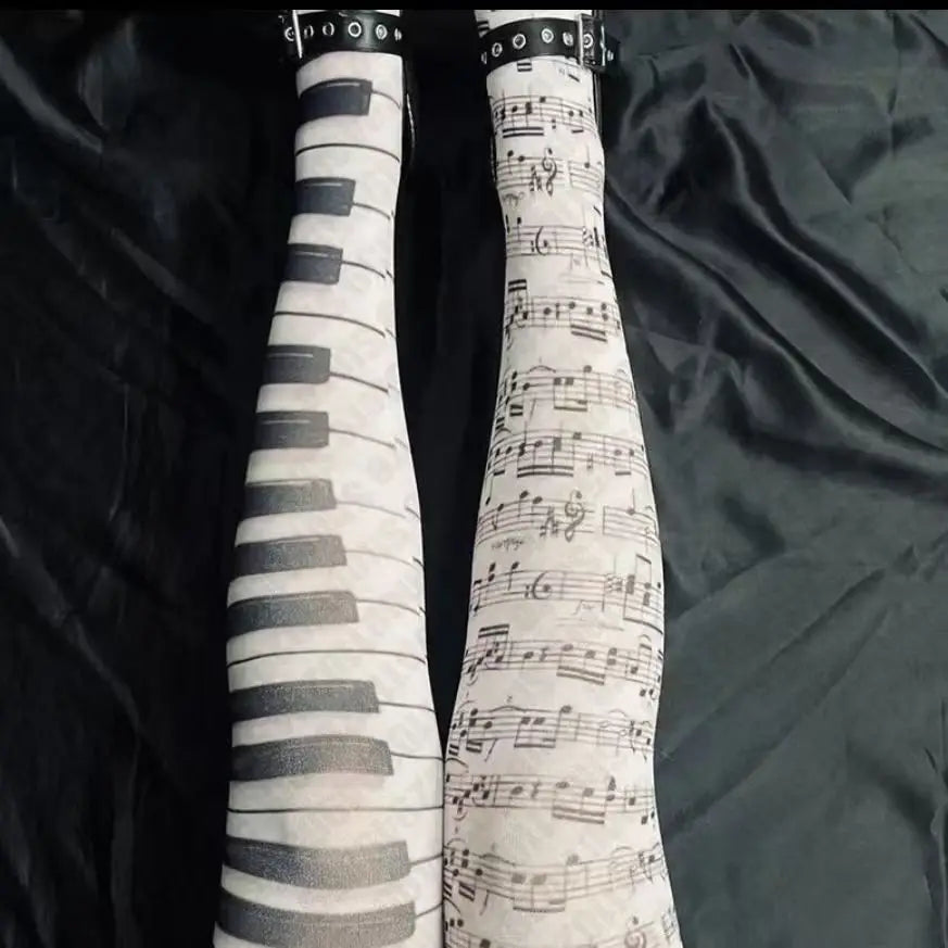 Y2K Thigh High Stockings – Graffiti Punk Print Over-Knee Socks for Cosplay & Harajuku Style