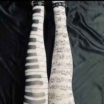Y2K Thigh High Stockings – Graffiti Punk Print Over-Knee Socks for Cosplay & Harajuku Style