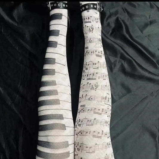Y2K Thigh High Stockings – Graffiti Punk Print Over-Knee Socks for Cosplay & Harajuku Style