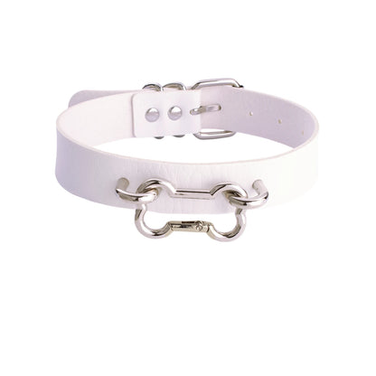 Women's Goth Bone Collar Choker Necklace | Black Leather Alt Fashion Gothic Jewelry