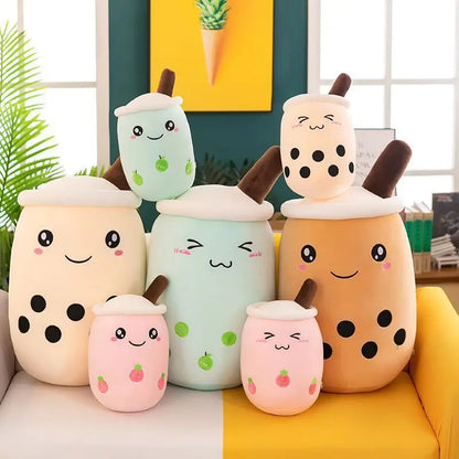 Cute Boba Bubble Tea Plush Toy | 24cm Soft Kawaii Milk Cup Plushie Gift for Kids & Adults