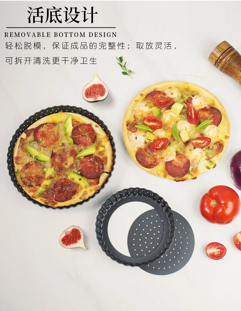 Perforated Non-Stick Pizza & Cake Pan – Carbon Steel Baking Tray (5"/8"/9")