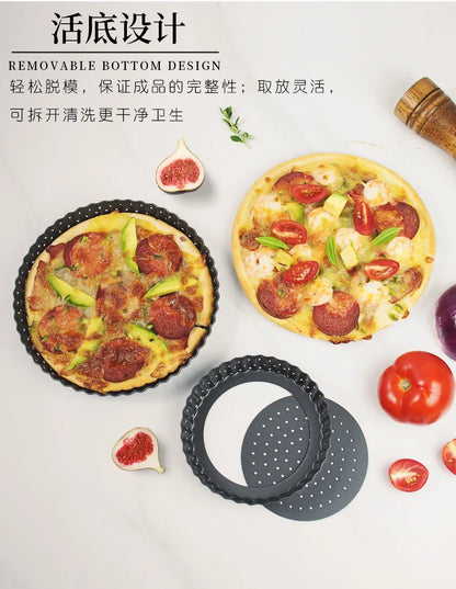 Perforated Non-Stick Pizza & Cake Pan – Carbon Steel Baking Tray (5"/8"/9")