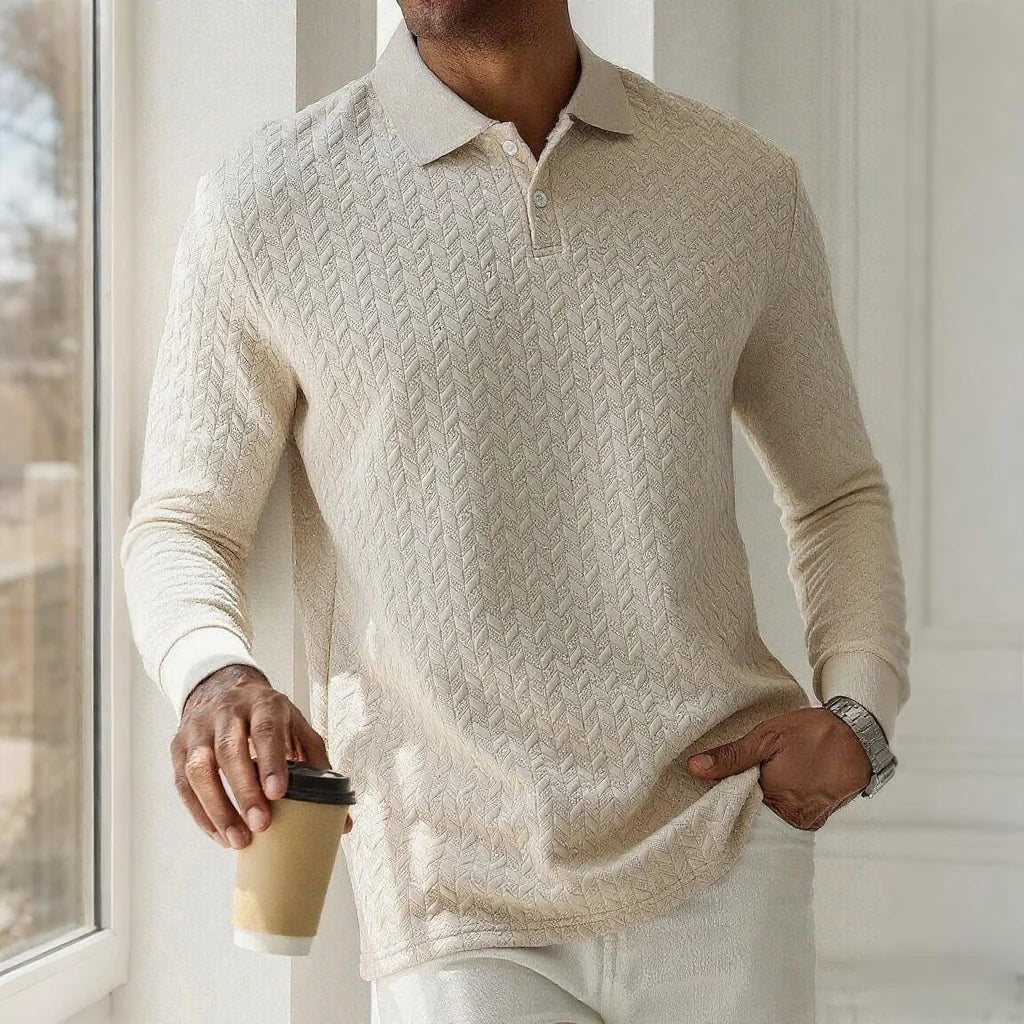 Men's Long Sleeve Polo Shirt – Breathable Knit, Business Casual | S–XXL