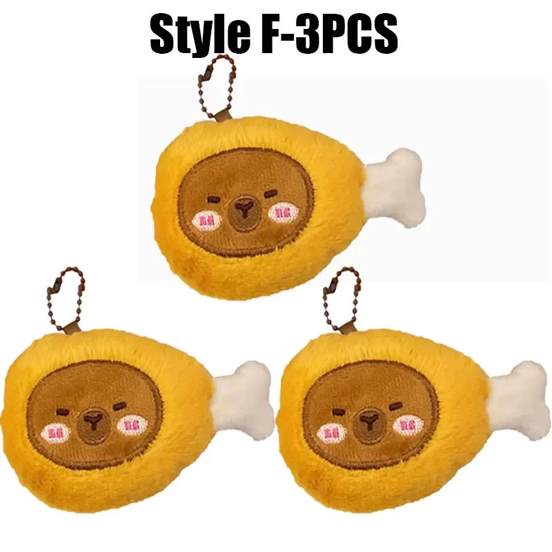 Cartoon Capybara & Croissant Plush Keychain | Soft Bread Food Stuffed Hanging Accessory