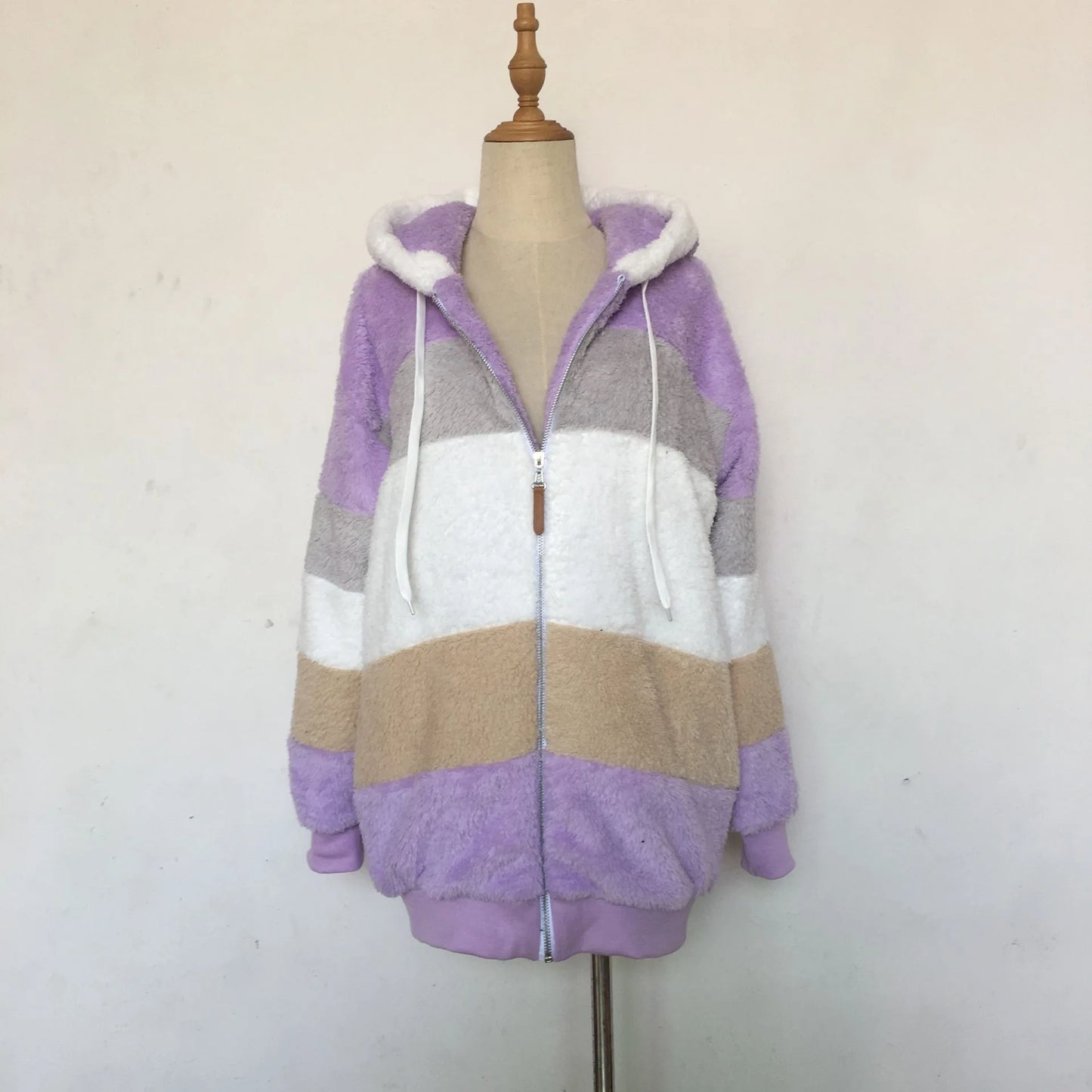 Women's Oversized Hooded Plush Jacket – Warm Zip-Up Streetwear Coat | S–5XL, 9 Colors