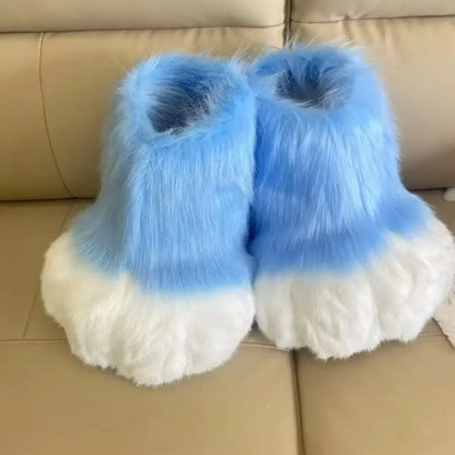 Fluffy Fursuit Paw Shoes Cosplay Animal Boots for Halloween and Conventions