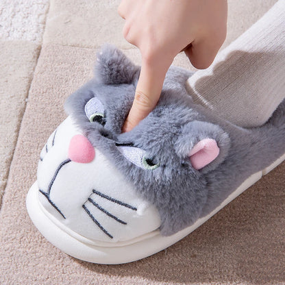 Cartoon Embroidered Plush Slippers – Women's Cozy Indoor House Shoes