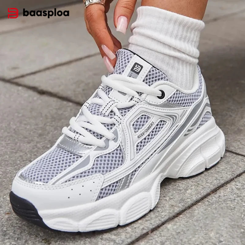 Women's Lightweight Mesh Running Sneakers – Breathable Lace-Up Sport Shoes