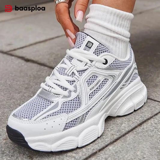 Women's Lightweight Mesh Running Sneakers – Breathable Lace-Up Sport Shoes