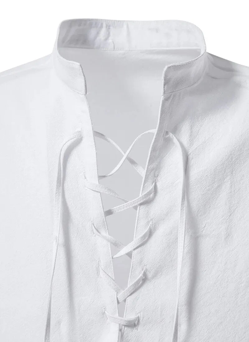King Billion Men's Cotton Linen Shirt – Casual Long Sleeve V-Neck | S–XXXL