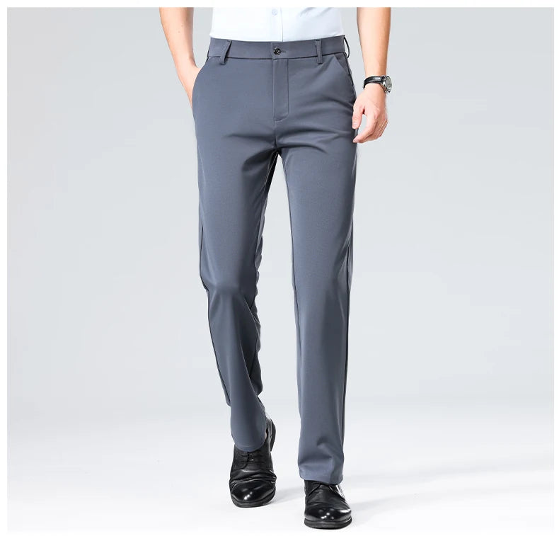 Men's Smart Casual Dress Pants – Elastic Waist Suit Trousers, Straight Fit | Sizes 29–42