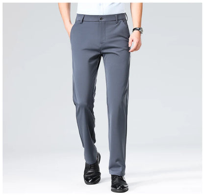 Men's Smart Casual Dress Pants – Elastic Waist Suit Trousers, Straight Fit | Sizes 29–42