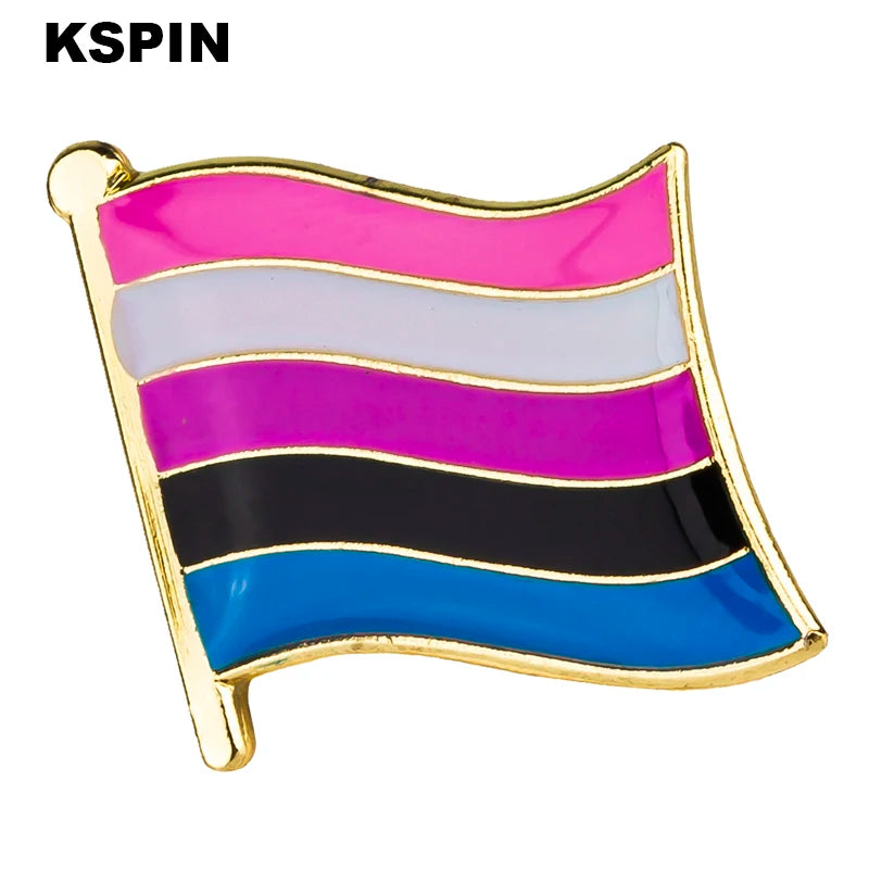 Pride Flag Enamel Lapel Pin – Rainbow & Progress Badge Brooch