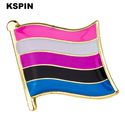 Pride Flag Enamel Lapel Pin – Rainbow & Progress Badge Brooch