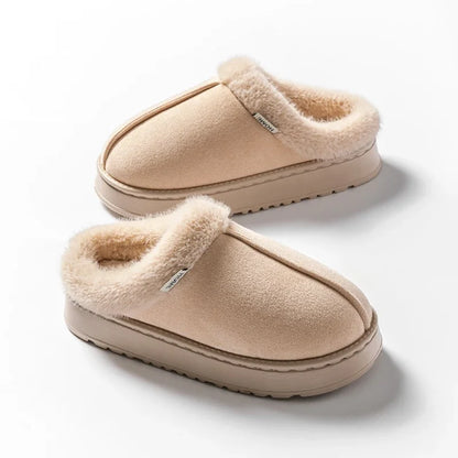 Fluffy Faux Suede Indoor Slippers – Thick EVA Sole Anti-Slip Unisex House Shoes Men and Women