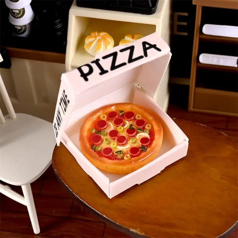 Cute Miniature Pizza Dollhouse Toy Set | 6–10pcs 1/12 Scale Kitchen Food Model for Kids & Collectors