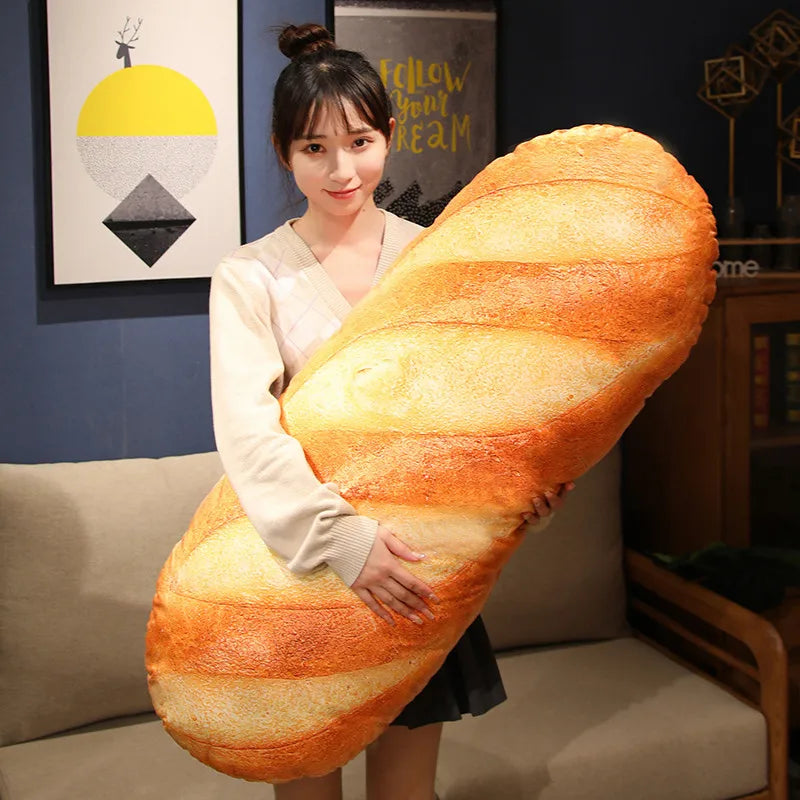 French Bread Plush Pillow | Stuffed Food Plushie Sleeping Companion & Party Prop