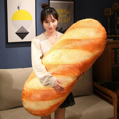 French Bread Plush Pillow | Stuffed Food Plushie Sleeping Companion & Party Prop