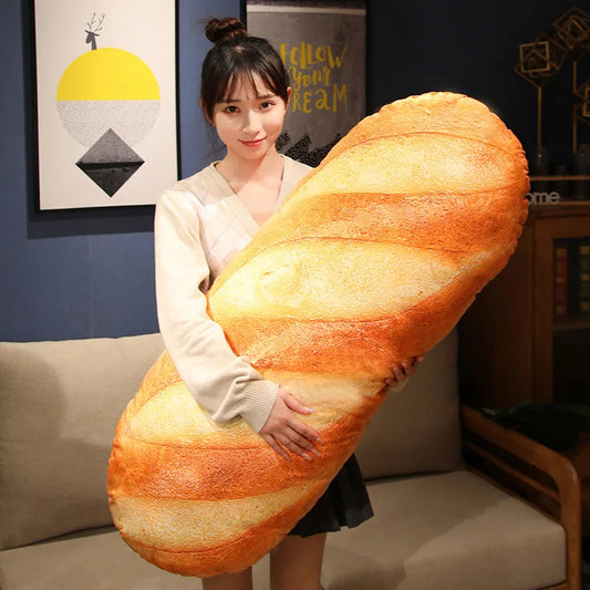 French Bread Plush Pillow | Stuffed Food Plushie Sleeping Companion & Party Prop