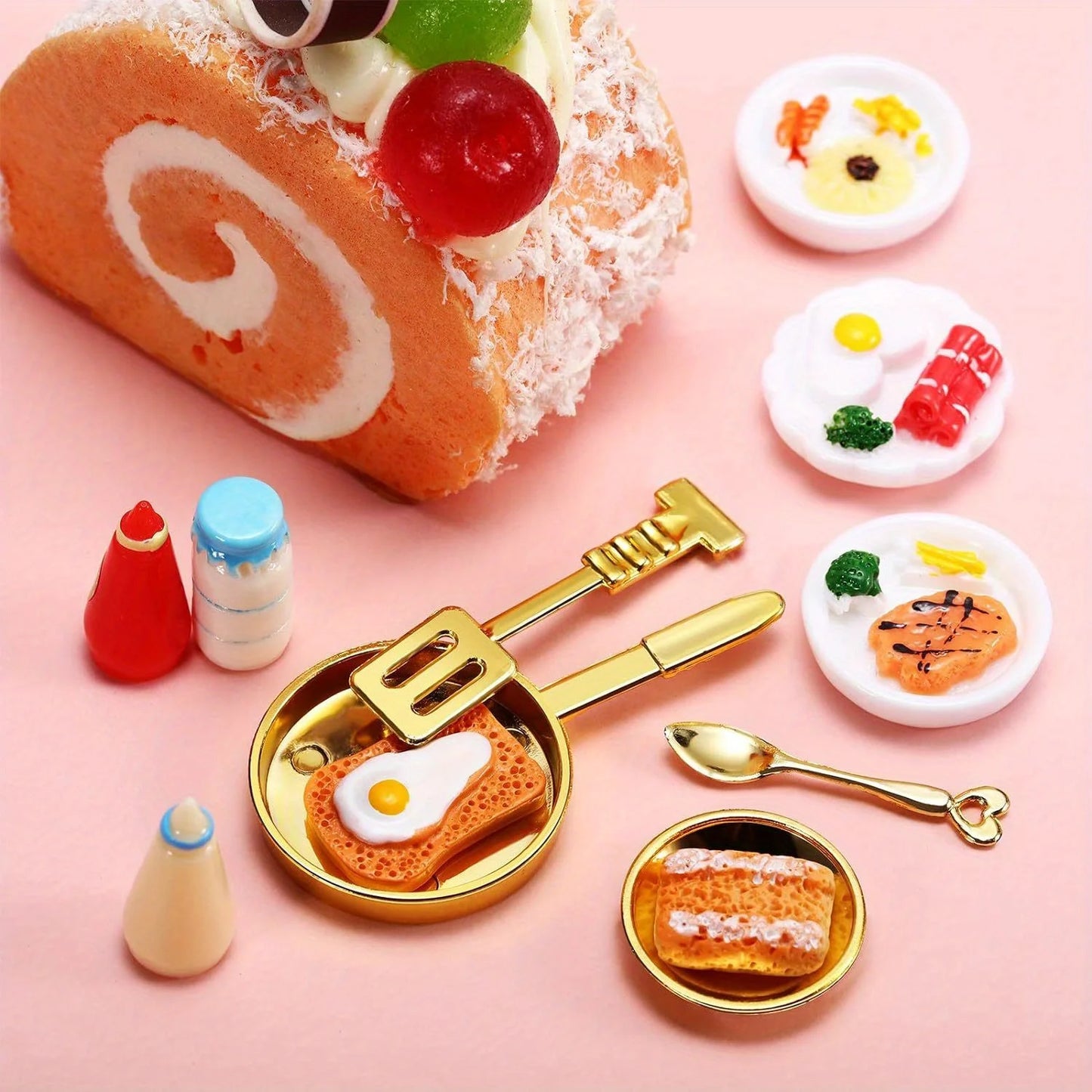 Miniature Food Resin Toys | Mixed Dollhouse Kitchen Pretend Play Set for Creative Kids