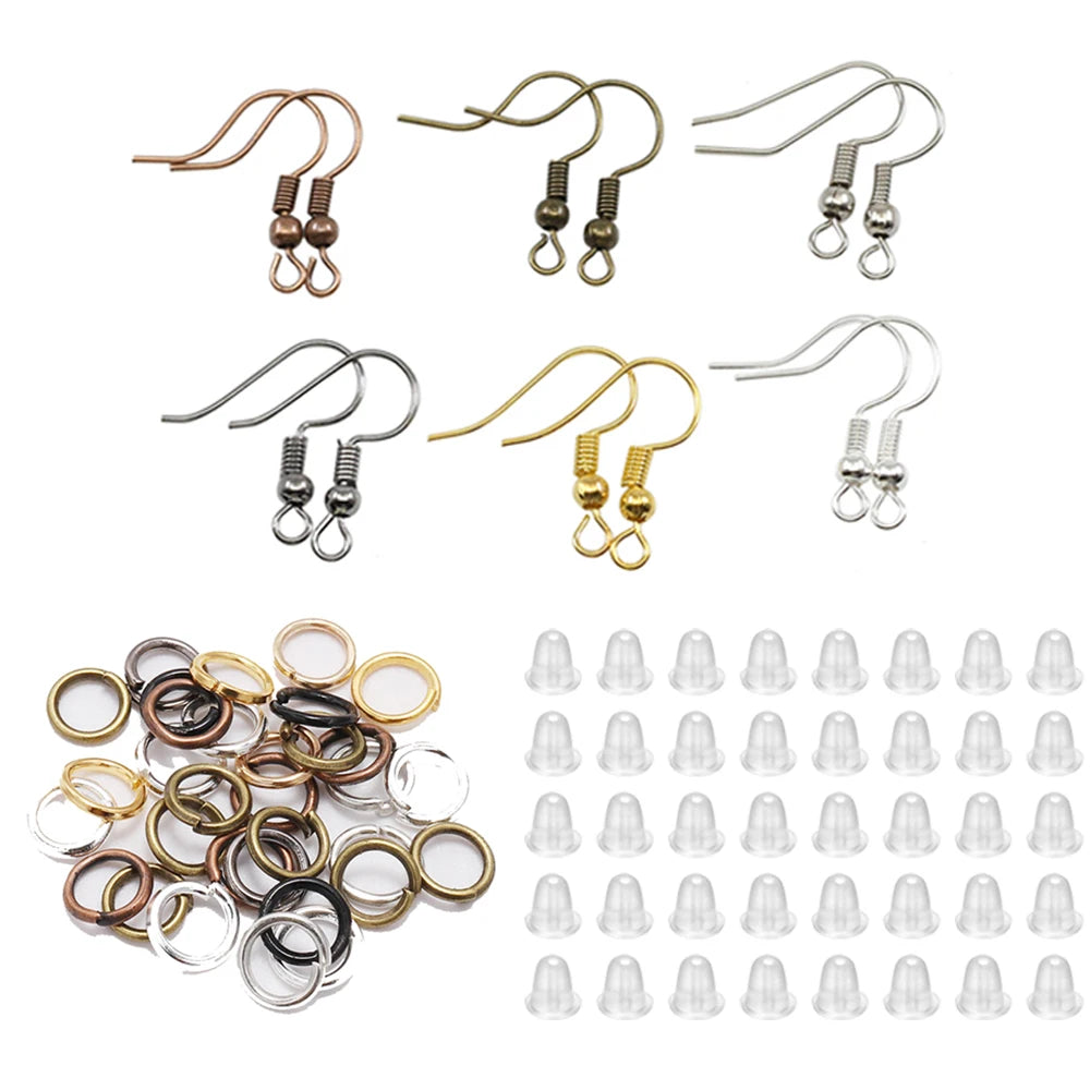 Hypoallergenic Earring Hook Kit | 100/300pcs Fish Hooks, Jump Rings & Ear Wires for DIY Jewelry Making