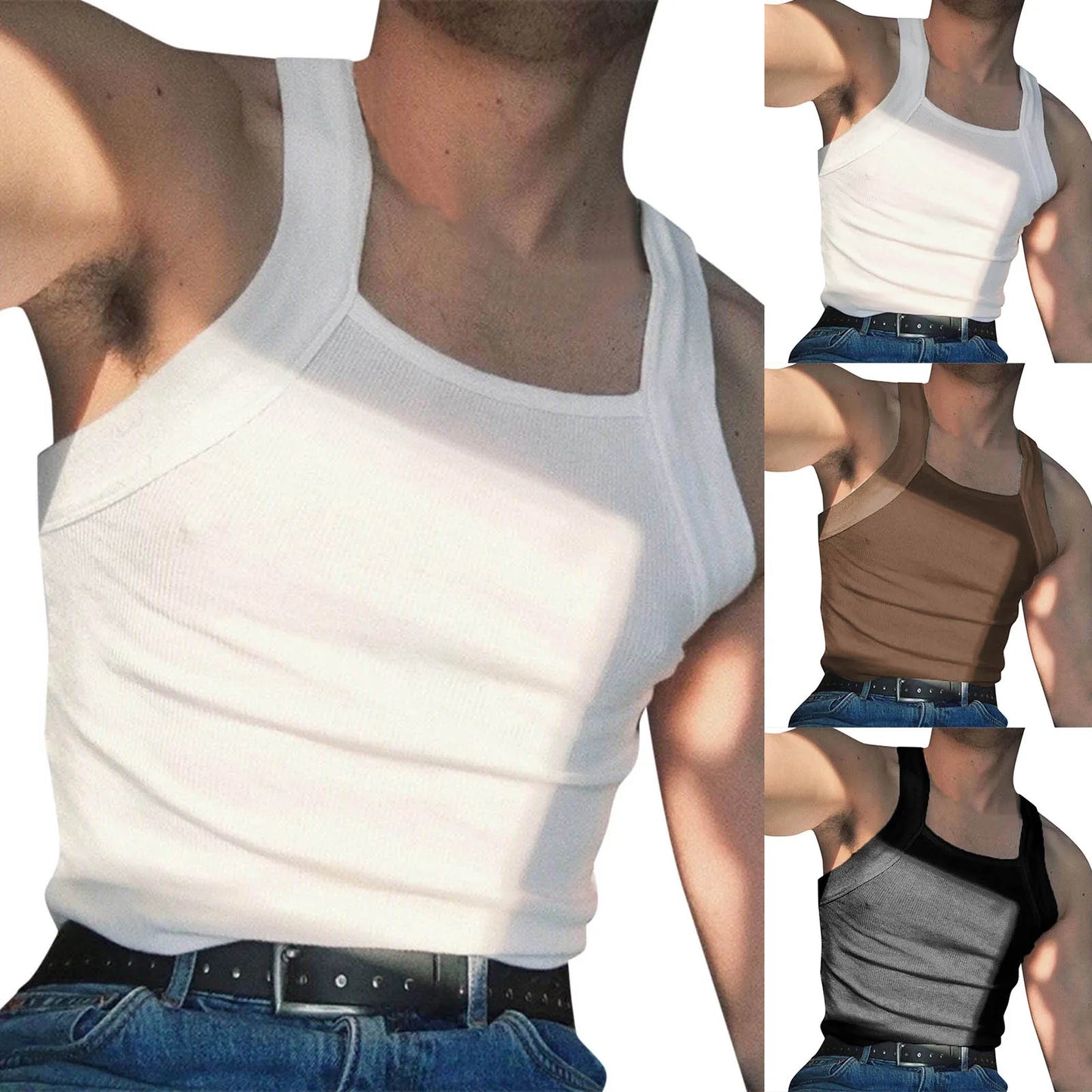 Men's Solid Color Sports Tank Top – Sleeveless Gym Vest, Streetwear | S–5XL